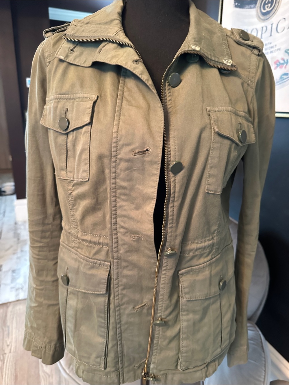 Tory Burch Olive Green Utility army Jacket Womens XS